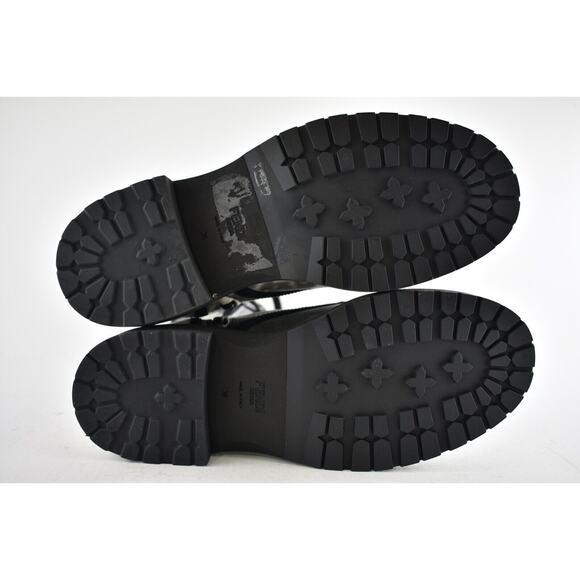Fendi Black Grey White Tie Dye Canvas Lace Up Tie Logo Combat Biker Boot 36 - Picture 12 of 12